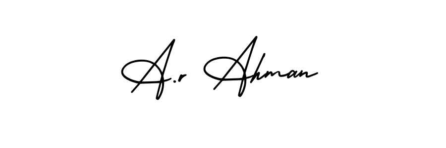 Design your own signature with our free online signature maker. With this signature software, you can create a handwritten (AmerikaSignatureDemo-Regular) signature for name A.r Ahman. A.r Ahman signature style 3 images and pictures png