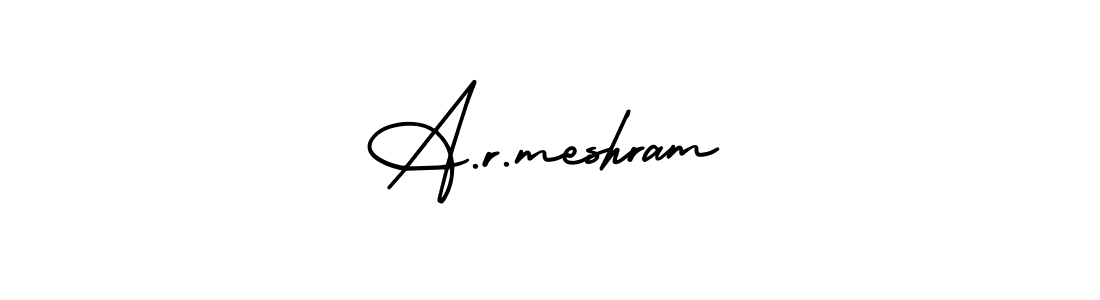How to make A.r.meshram name signature. Use AmerikaSignatureDemo-Regular style for creating short signs online. This is the latest handwritten sign. A.r.meshram signature style 3 images and pictures png