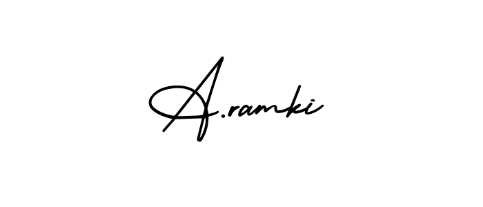 How to make A.ramki name signature. Use AmerikaSignatureDemo-Regular style for creating short signs online. This is the latest handwritten sign. A.ramki signature style 3 images and pictures png