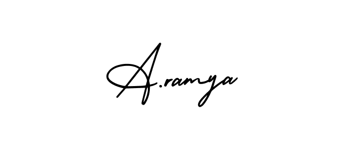 The best way (AmerikaSignatureDemo-Regular) to make a short signature is to pick only two or three words in your name. The name A.ramya include a total of six letters. For converting this name. A.ramya signature style 3 images and pictures png