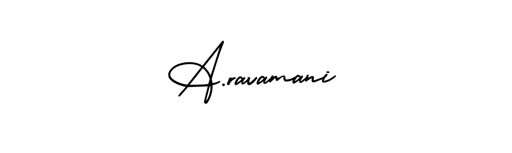 How to make A.ravamani name signature. Use AmerikaSignatureDemo-Regular style for creating short signs online. This is the latest handwritten sign. A.ravamani signature style 3 images and pictures png