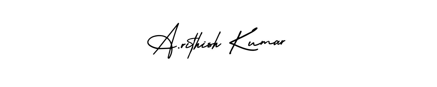 The best way (AmerikaSignatureDemo-Regular) to make a short signature is to pick only two or three words in your name. The name A.rithish Kumar include a total of six letters. For converting this name. A.rithish Kumar signature style 3 images and pictures png