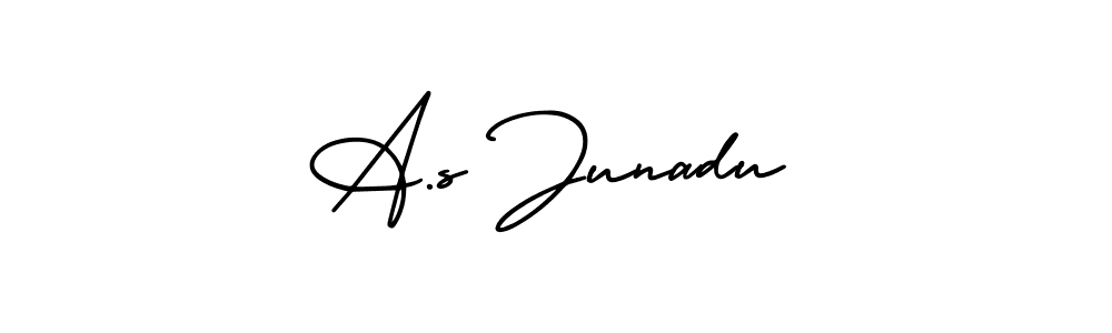 The best way (AmerikaSignatureDemo-Regular) to make a short signature is to pick only two or three words in your name. The name A.s Junadu include a total of six letters. For converting this name. A.s Junadu signature style 3 images and pictures png