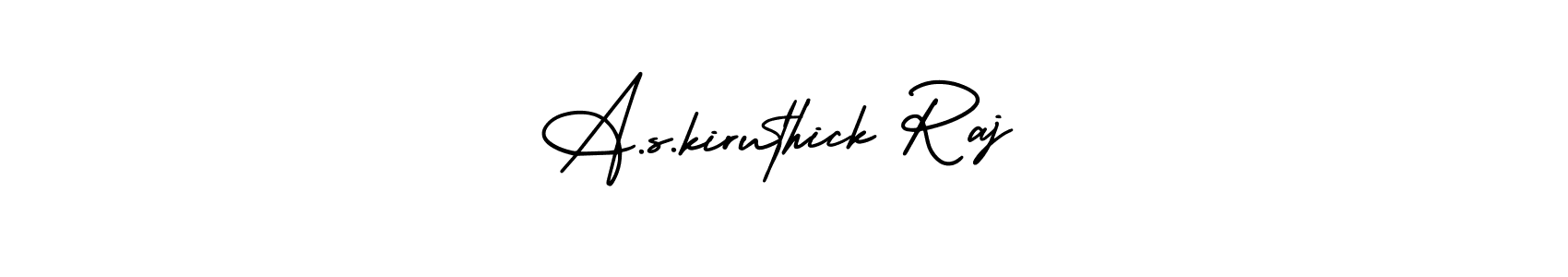 The best way (AmerikaSignatureDemo-Regular) to make a short signature is to pick only two or three words in your name. The name A.s.kiruthick Raj include a total of six letters. For converting this name. A.s.kiruthick Raj signature style 3 images and pictures png