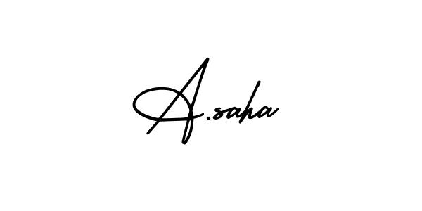 You should practise on your own different ways (AmerikaSignatureDemo-Regular) to write your name (A.saha) in signature. don't let someone else do it for you. A.saha signature style 3 images and pictures png