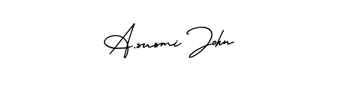 You should practise on your own different ways (AmerikaSignatureDemo-Regular) to write your name (A.susmi John) in signature. don't let someone else do it for you. A.susmi John signature style 3 images and pictures png