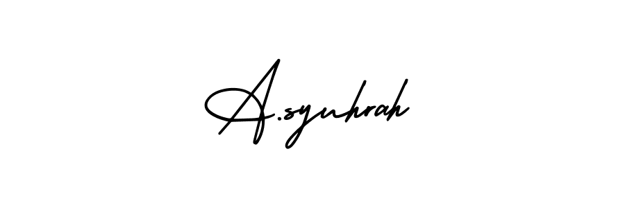 How to Draw A.syuhrah signature style? AmerikaSignatureDemo-Regular is a latest design signature styles for name A.syuhrah. A.syuhrah signature style 3 images and pictures png