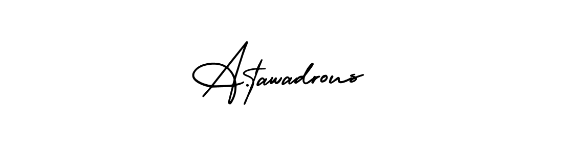 You should practise on your own different ways (AmerikaSignatureDemo-Regular) to write your name (A.tawadrous) in signature. don't let someone else do it for you. A.tawadrous signature style 3 images and pictures png