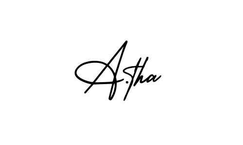 How to make A.tha name signature. Use AmerikaSignatureDemo-Regular style for creating short signs online. This is the latest handwritten sign. A.tha signature style 3 images and pictures png