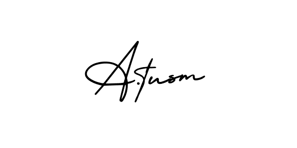 Similarly AmerikaSignatureDemo-Regular is the best handwritten signature design. Signature creator online .You can use it as an online autograph creator for name A.tusm. A.tusm signature style 3 images and pictures png