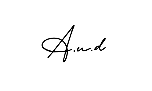 How to make A.u.d name signature. Use AmerikaSignatureDemo-Regular style for creating short signs online. This is the latest handwritten sign. A.u.d signature style 3 images and pictures png