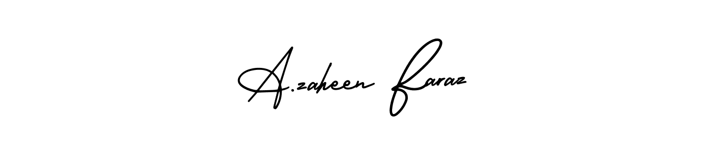 The best way (AmerikaSignatureDemo-Regular) to make a short signature is to pick only two or three words in your name. The name A.zaheen Faraz include a total of six letters. For converting this name. A.zaheen Faraz signature style 3 images and pictures png