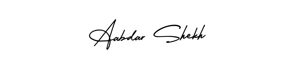 You should practise on your own different ways (AmerikaSignatureDemo-Regular) to write your name (Aabdar Shekh) in signature. don't let someone else do it for you. Aabdar Shekh signature style 3 images and pictures png