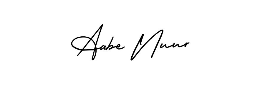 This is the best signature style for the Aabe Nuur name. Also you like these signature font (AmerikaSignatureDemo-Regular). Mix name signature. Aabe Nuur signature style 3 images and pictures png