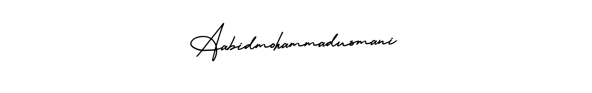 The best way (AmerikaSignatureDemo-Regular) to make a short signature is to pick only two or three words in your name. The name Aabidmohammadusmani include a total of six letters. For converting this name. Aabidmohammadusmani signature style 3 images and pictures png