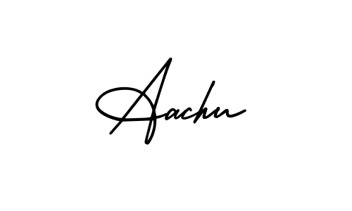 The best way (AmerikaSignatureDemo-Regular) to make a short signature is to pick only two or three words in your name. The name Aachu include a total of six letters. For converting this name. Aachu signature style 3 images and pictures png