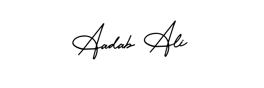 Use a signature maker to create a handwritten signature online. With this signature software, you can design (AmerikaSignatureDemo-Regular) your own signature for name Aadab Ali. Aadab Ali signature style 3 images and pictures png