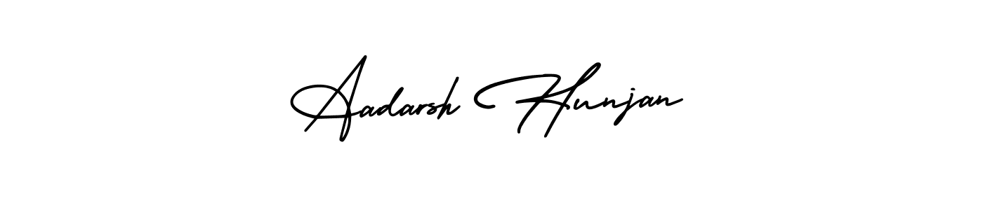 AmerikaSignatureDemo-Regular is a professional signature style that is perfect for those who want to add a touch of class to their signature. It is also a great choice for those who want to make their signature more unique. Get Aadarsh Hunjan name to fancy signature for free. Aadarsh Hunjan signature style 3 images and pictures png