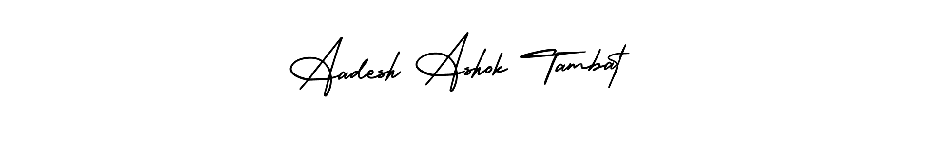 This is the best signature style for the Aadesh Ashok Tambat name. Also you like these signature font (AmerikaSignatureDemo-Regular). Mix name signature. Aadesh Ashok Tambat signature style 3 images and pictures png