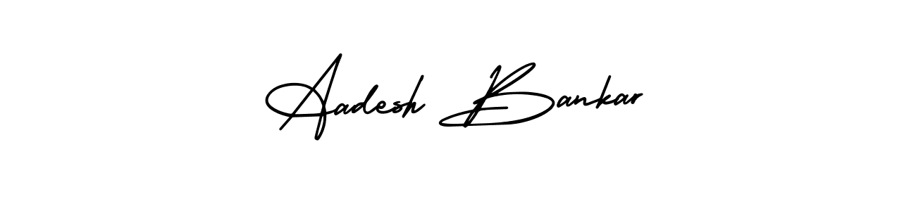 The best way (AmerikaSignatureDemo-Regular) to make a short signature is to pick only two or three words in your name. The name Aadesh Bankar include a total of six letters. For converting this name. Aadesh Bankar signature style 3 images and pictures png