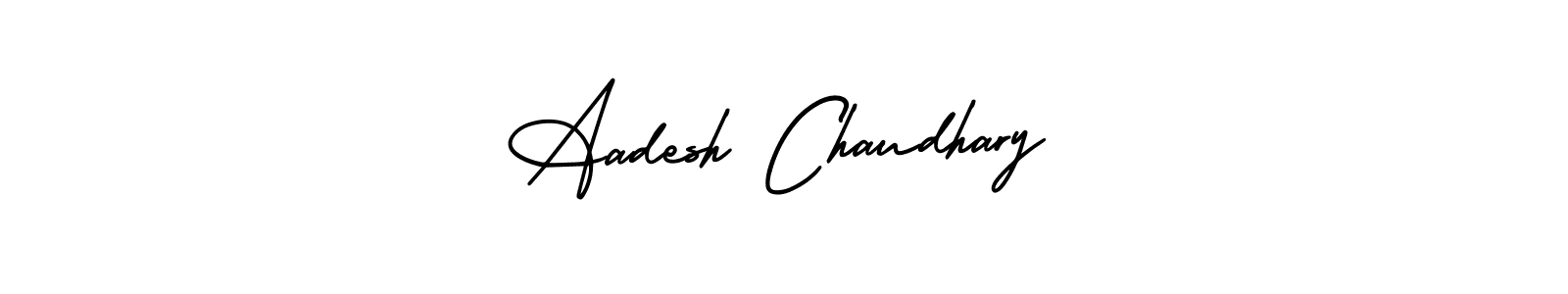 This is the best signature style for the Aadesh Chaudhary name. Also you like these signature font (AmerikaSignatureDemo-Regular). Mix name signature. Aadesh Chaudhary signature style 3 images and pictures png