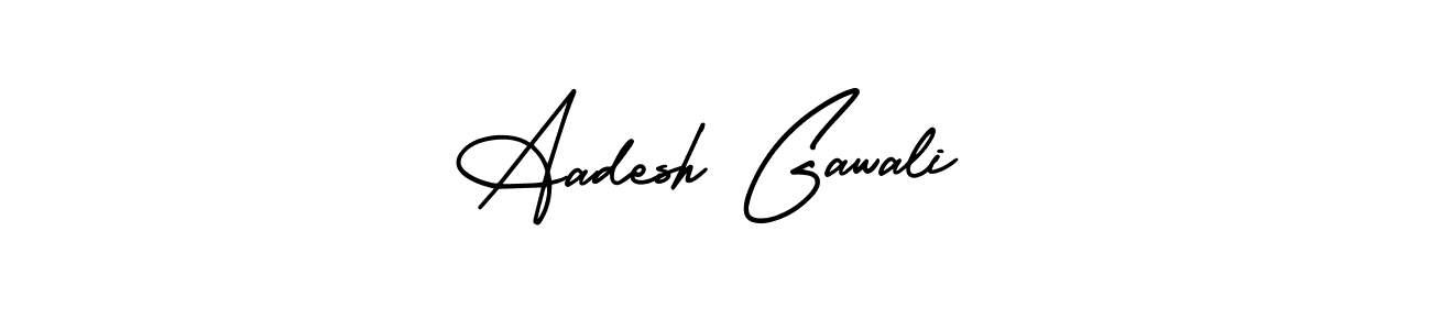 The best way (AmerikaSignatureDemo-Regular) to make a short signature is to pick only two or three words in your name. The name Aadesh Gawali include a total of six letters. For converting this name. Aadesh Gawali signature style 3 images and pictures png