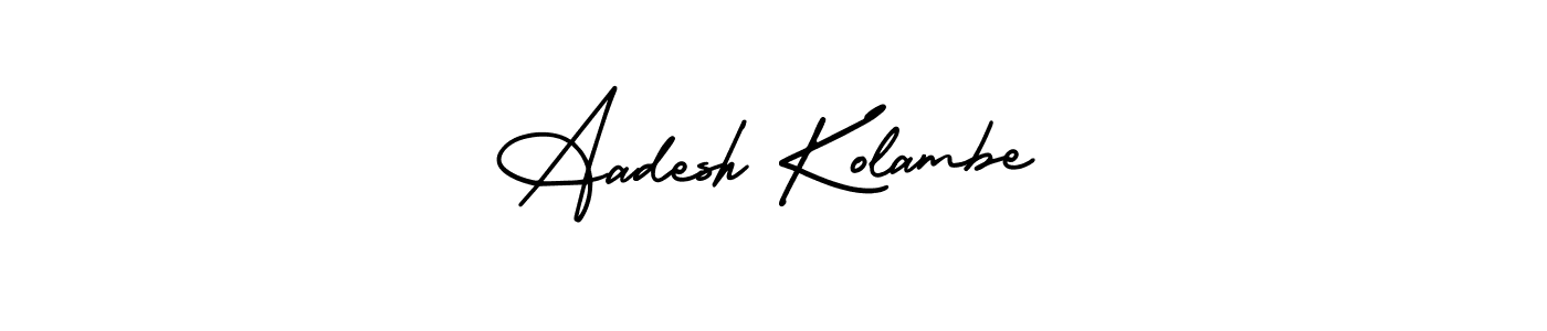 AmerikaSignatureDemo-Regular is a professional signature style that is perfect for those who want to add a touch of class to their signature. It is also a great choice for those who want to make their signature more unique. Get Aadesh Kolambe name to fancy signature for free. Aadesh Kolambe signature style 3 images and pictures png