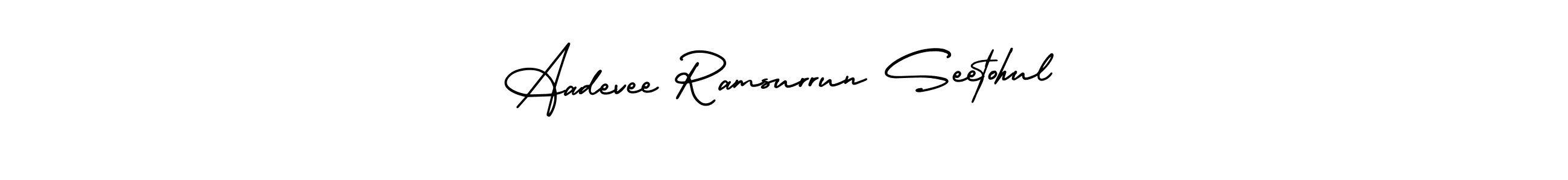 AmerikaSignatureDemo-Regular is a professional signature style that is perfect for those who want to add a touch of class to their signature. It is also a great choice for those who want to make their signature more unique. Get Aadevee Ramsurrun Seetohul name to fancy signature for free. Aadevee Ramsurrun Seetohul signature style 3 images and pictures png