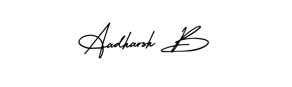 This is the best signature style for the Aadharsh B name. Also you like these signature font (AmerikaSignatureDemo-Regular). Mix name signature. Aadharsh B signature style 3 images and pictures png