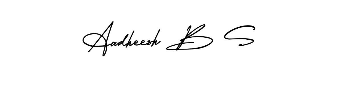 if you are searching for the best signature style for your name Aadheesh B S. so please give up your signature search. here we have designed multiple signature styles  using AmerikaSignatureDemo-Regular. Aadheesh B S signature style 3 images and pictures png