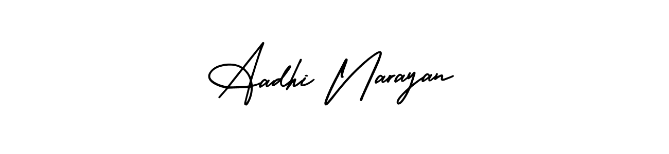 The best way (AmerikaSignatureDemo-Regular) to make a short signature is to pick only two or three words in your name. The name Aadhi Narayan include a total of six letters. For converting this name. Aadhi Narayan signature style 3 images and pictures png