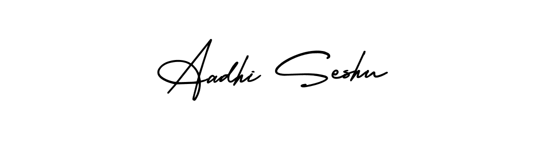 You should practise on your own different ways (AmerikaSignatureDemo-Regular) to write your name (Aadhi Seshu) in signature. don't let someone else do it for you. Aadhi Seshu signature style 3 images and pictures png