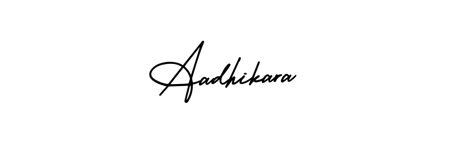 How to make Aadhikara name signature. Use AmerikaSignatureDemo-Regular style for creating short signs online. This is the latest handwritten sign. Aadhikara signature style 3 images and pictures png