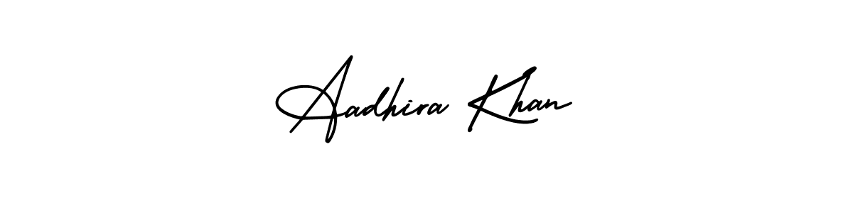 You should practise on your own different ways (AmerikaSignatureDemo-Regular) to write your name (Aadhira Khan) in signature. don't let someone else do it for you. Aadhira Khan signature style 3 images and pictures png