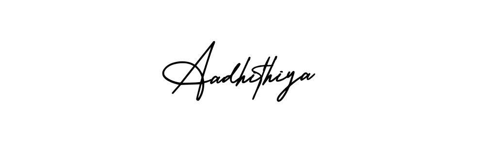 AmerikaSignatureDemo-Regular is a professional signature style that is perfect for those who want to add a touch of class to their signature. It is also a great choice for those who want to make their signature more unique. Get Aadhithiya name to fancy signature for free. Aadhithiya signature style 3 images and pictures png