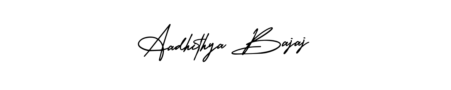 The best way (AmerikaSignatureDemo-Regular) to make a short signature is to pick only two or three words in your name. The name Aadhithya Bajaj include a total of six letters. For converting this name. Aadhithya Bajaj signature style 3 images and pictures png