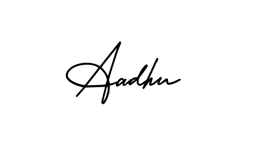 How to make Aadhu signature? AmerikaSignatureDemo-Regular is a professional autograph style. Create handwritten signature for Aadhu name. Aadhu signature style 3 images and pictures png