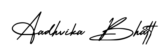 Express your personality with a custom Aadhvika Bhatt signature crafted with AmerikaSignatureDemo-Regular typography. Free transparent PNG download available. Aadhvika Bhatt signature style 3 images and pictures png