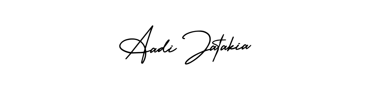 How to make Aadi Jatakia name signature. Use AmerikaSignatureDemo-Regular style for creating short signs online. This is the latest handwritten sign. Aadi Jatakia signature style 3 images and pictures png