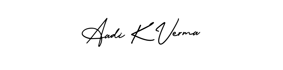 Also You can easily find your signature by using the search form. We will create Aadi K Verma name handwritten signature images for you free of cost using AmerikaSignatureDemo-Regular sign style. Aadi K Verma signature style 3 images and pictures png