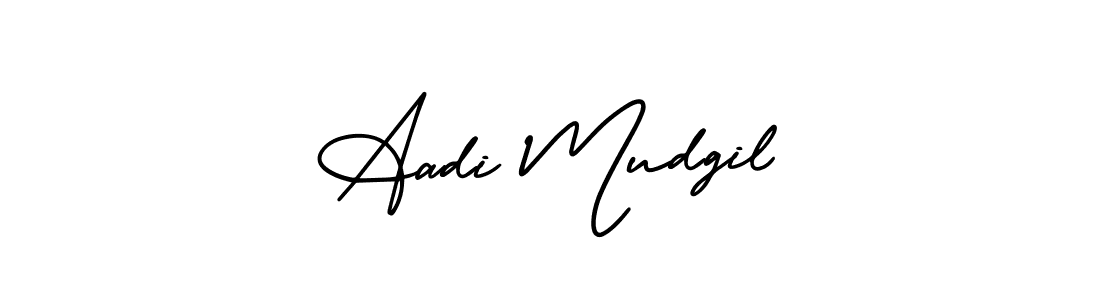 Similarly AmerikaSignatureDemo-Regular is the best handwritten signature design. Signature creator online .You can use it as an online autograph creator for name Aadi Mudgil. Aadi Mudgil signature style 3 images and pictures png