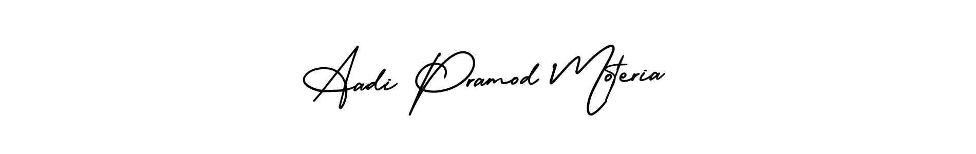 Similarly AmerikaSignatureDemo-Regular is the best handwritten signature design. Signature creator online .You can use it as an online autograph creator for name Aadi Pramod Moteria. Aadi Pramod Moteria signature style 3 images and pictures png