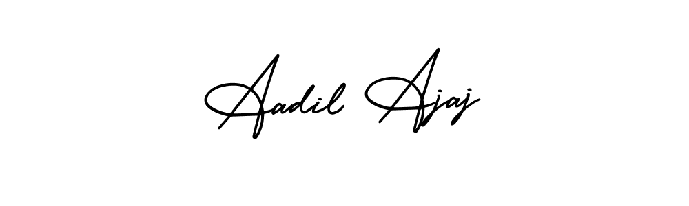The best way (AmerikaSignatureDemo-Regular) to make a short signature is to pick only two or three words in your name. The name Aadil Ajaj include a total of six letters. For converting this name. Aadil Ajaj signature style 3 images and pictures png