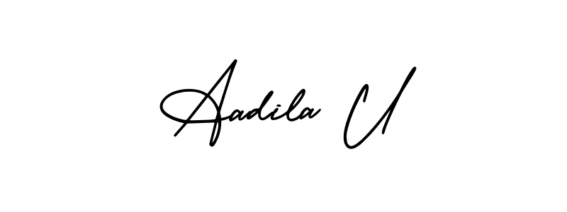 Aadila U stylish signature style. Best Handwritten Sign (AmerikaSignatureDemo-Regular) for my name. Handwritten Signature Collection Ideas for my name Aadila U. Aadila U signature style 3 images and pictures png