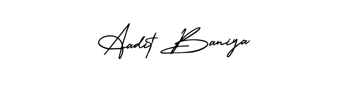 if you are searching for the best signature style for your name Aadit Baniya. so please give up your signature search. here we have designed multiple signature styles  using AmerikaSignatureDemo-Regular. Aadit Baniya signature style 3 images and pictures png
