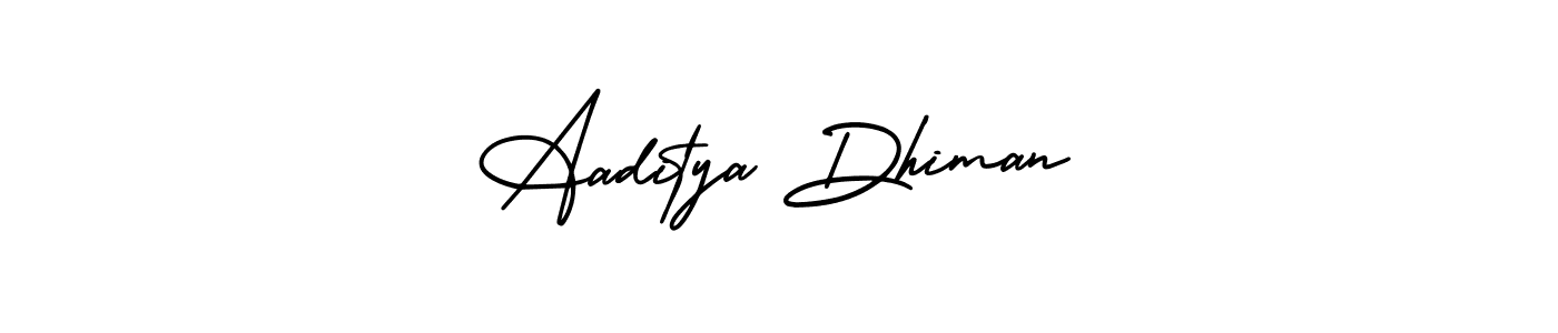 This is the best signature style for the Aaditya Dhiman name. Also you like these signature font (AmerikaSignatureDemo-Regular). Mix name signature. Aaditya Dhiman signature style 3 images and pictures png