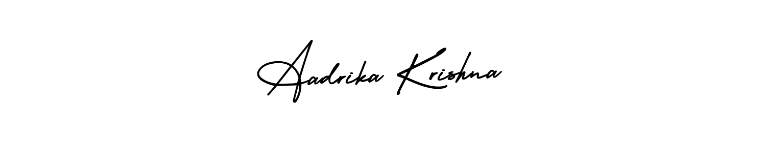 You should practise on your own different ways (AmerikaSignatureDemo-Regular) to write your name (Aadrika Krishna) in signature. don't let someone else do it for you. Aadrika Krishna signature style 3 images and pictures png