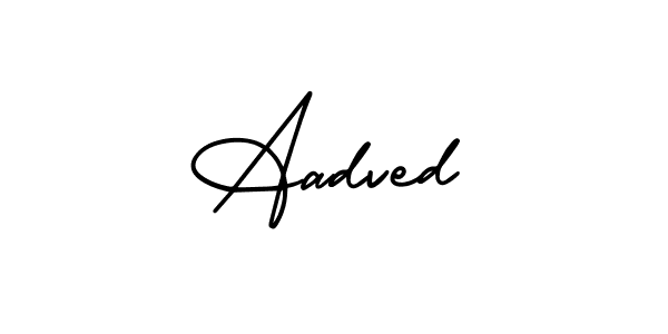 How to make Aadved name signature. Use AmerikaSignatureDemo-Regular style for creating short signs online. This is the latest handwritten sign. Aadved signature style 3 images and pictures png
