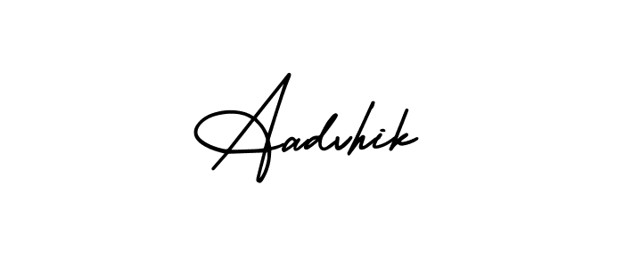 The best way (AmerikaSignatureDemo-Regular) to make a short signature is to pick only two or three words in your name. The name Aadvhik include a total of six letters. For converting this name. Aadvhik signature style 3 images and pictures png