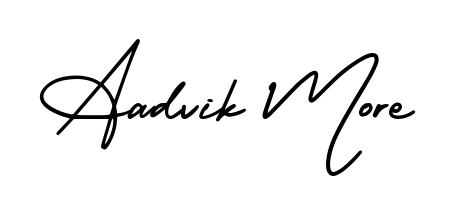 The AmerikaSignatureDemo-Regular font gives name Aadvik More a signature that looks effortless yet distinguished. Download high-res PNG instantly. Aadvik More signature style 3 images and pictures png